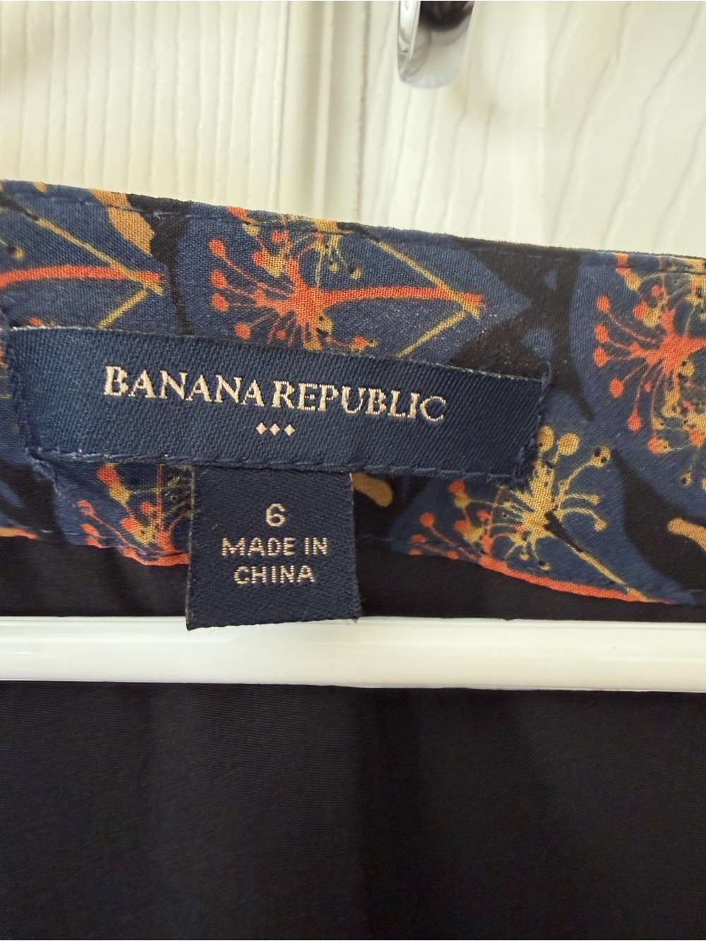 Banana Republic Navy Floral Long Sleeve Dress with Orange Accents - Picture 2 of 5